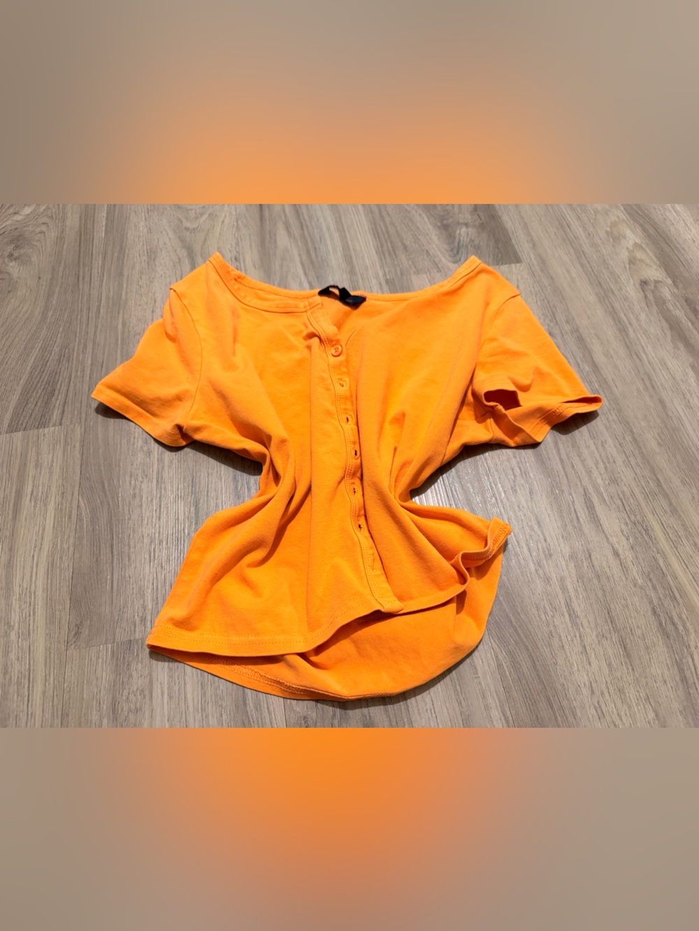 Women's Orange Button-Front Short Sleeve Top